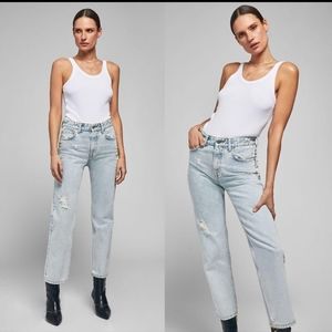 Anine Bing Etta Jean Light Wash Distressed 27